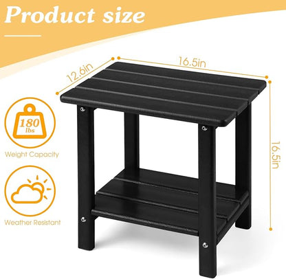 Apolimi Adirondack Outdoor Side Table, 2-Tier Sturdy Patio End Table Weather Resistant, 16.5" Solid Side Table for Patio, Pool, Porch