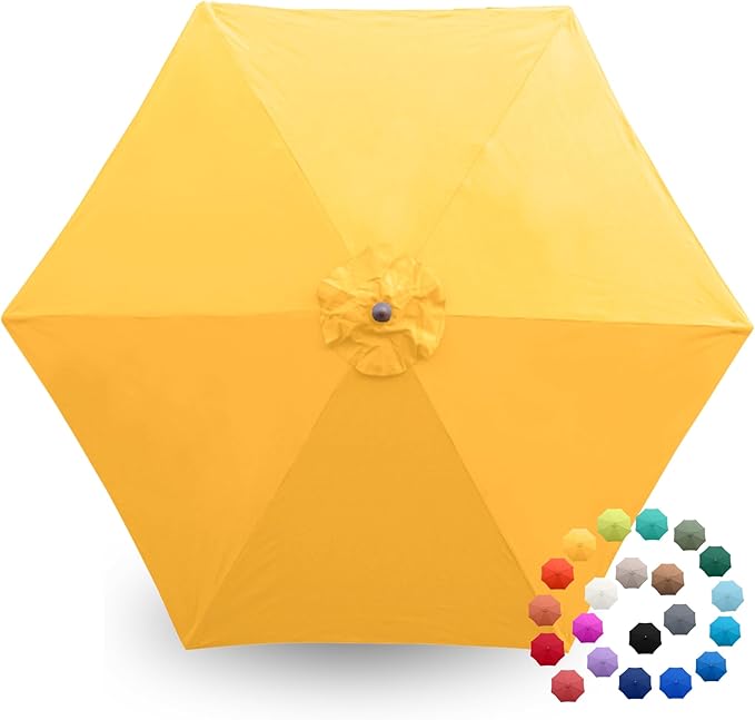 Formosa Covers 9ft 6 Ribs Market Patio Umbrella Replacement Canopy - Top Canvas - Olefin UV Protective and Water Resistant Umbrella Fabric - Premium Quality Replacement Canopy Cover ONLY (Yellow)