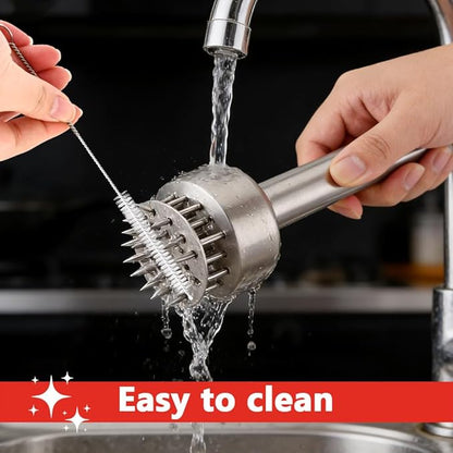 Meat Tenderizer Tool, Stainless Steel with 21 Sharp Needles & Retractable Safety Guard for Meat Piercing, Tenderizing Steak, Beef, Chicken, Pork, Dishwasher Safe