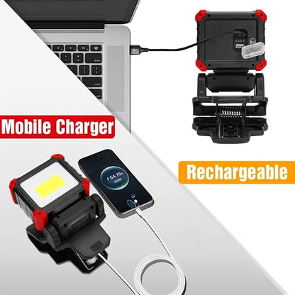 Portable Magnetic Clamping Work Light 270 ° Rotation Super Bright Light Charging COB LED Maintenance Lighting