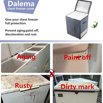 Outdoor Refrigerator Cover Heavy Duty Waterproof Polyester Freezer Cover with Top Zipper Grey Fits 29.5 X 29.1 X 22.4 Inch for Patio and Outdoor Kitchens