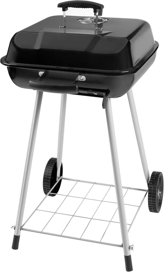 17.5 Inch Charcoal Grill with Wheels, Black - 302 Sq.In Cooking Surface, Porcelain Coated Outdoor Grill for Backyard, Patio, Camping, 16 Burger Capacity, Easy Assembly