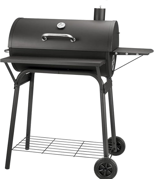 Kendane Barrel Charcoal Grill, Large Charcoal Grills with Front and Side Shelf, 627 Square Inches Cooking Grid, Outdoor BBQ Grill, Perfect for Backyard Camping, Patio Parties, and Picnics