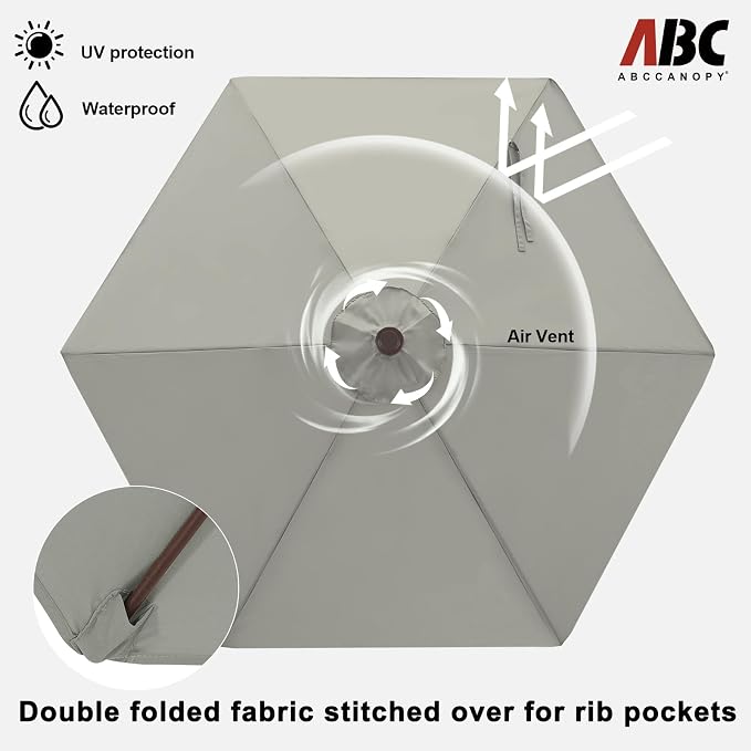 ABCCANOPY 7.5FT Patio Umbrella Outdoor 6 RibsTable Umbrella(Gray) | Fade & UV Resistant Fabric,6 Fiberglass Ribs,Smooth Crank System,Wind Resistance,Great for Patio,Backyard,Garden,Deck