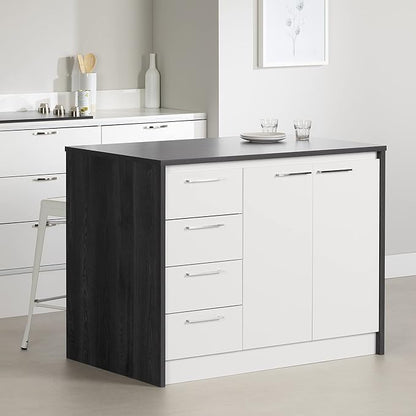South Shore Kitchen Island, Gray Oak and White
