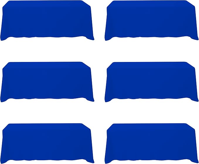 BRILLMAX 6 Pack Royal Blue Tablecloths 90x156 Inch for 8ft Rectangle Tables | 150 GSM Polyester Fabric, Floor Length Drop, Water, Stain & Wrinkle Resistant Cloth Cover for Wedding Reception Banquet Party