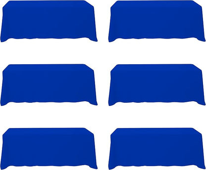 BRILLMAX 6 Pack Royal Blue Tablecloths 90x156 Inch for 8ft Rectangle Tables | 150 GSM Polyester Fabric, Floor Length Drop, Water, Stain & Wrinkle Resistant Cloth Cover for Wedding Reception Banquet Party