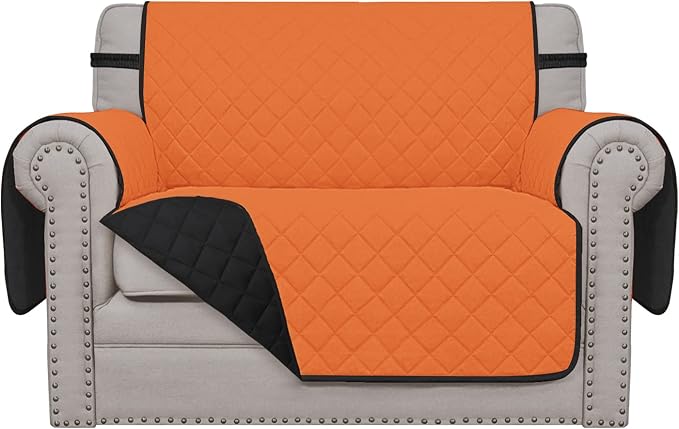 Easy-Going Reversible Couch Cover, Oversized Chair, Orange/Black | Machine Washable Slipcover For Dogs, Water Resistant Furniture Mat For Living Room, Non-Slip Sofa Cover, Pet Friendly