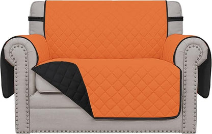Easy-Going Reversible Couch Cover, Oversized Chair, Orange/Black | Machine Washable Slipcover For Dogs, Water Resistant Furniture Mat For Living Room, Non-Slip Sofa Cover, Pet Friendly