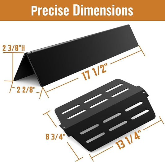 17.5'' Flavorizer Bars and Heat Deflectors Replacement for Weber Genesis 300 Series, Genesis E/S310 E/S320 E/S330 (Front-Mounted Control), Porcelain-enameled Parts for Weber 7620, 7622, 7-Pack
