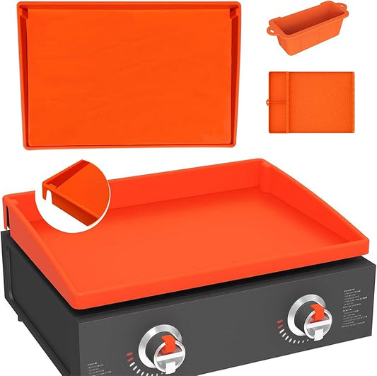 Full-Edge 22" Silicone Griddle Cover, with 16" Silicone Spatula Mat and Grease Cup Liners, Compatible with Blackstone Griddle, Perfect All-Season Outdoor Protection Combination