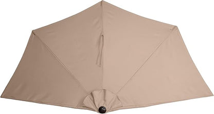 Pure Garden Half Umbrella Outdoor Patio Shade, Beige, 9ft