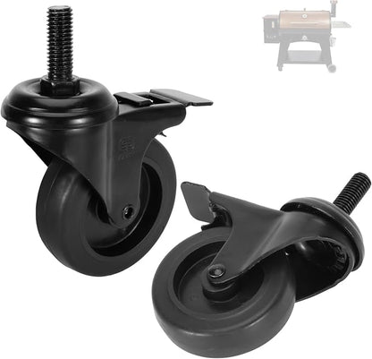 74064 Wheels for Pit Boss Replacement Wheels, 3" Locking Caster Wheels for Pit Boss Replacement Parts PB700S Navigator 1150 850, Austin XL, Pro Series Parts