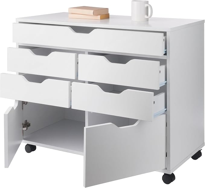 Winsome Halifax Mobile Storage Cabinet with Doors & Drawers, Stylish & Functional Home Storage Cabinet for Filing, Kitchen Organization, Moveable Furniture for Office, Dorms, Apartments