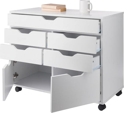 Winsome Halifax Mobile Storage Cabinet with Doors & Drawers, Stylish & Functional Home Storage Cabinet for Filing, Kitchen Organization, Moveable Furniture for Office, Dorms, Apartments