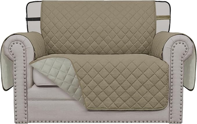 Easy-Going Reversible Chair Cover Washable Sofa Cover for Dogs Water Resistant Couch Slipcover Furniture Protector Cover with Adjustable Straps for Pets (Chair 30 in, Beige/Beige) | Machine Washable Slipcover For Dogs, Water Resistant Furniture Mat For...