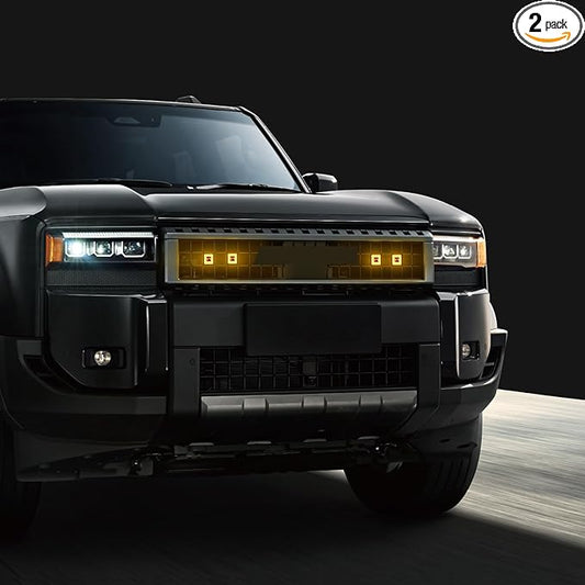 4 Pcs Front Grille Decorative Lamp Suitable for 2024-2026 Toyota Land Cruiser 250 1958 Prado Lc250 Projection Lens Spotlight LED Lamp 2025 Land Cruiser Accessories (Small Yellow Light)