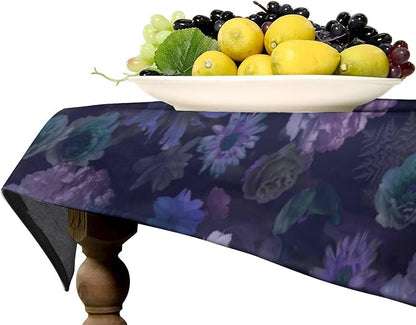 Vintage Flower Tablecloth, Gothic Garden Dark Florals Rustic Roses Boho Botanical Plant Water Resistant Wipeable Table Cover for Picnic Party Holiday Kitchen Dinner Table 60"x120"