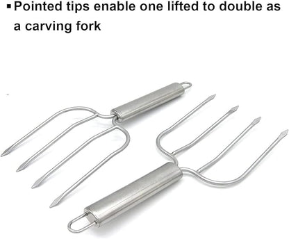 KAYCROWN Turkey Baster and Turkey Roast Lifters, Rubber Turkey Baster with 2 Marinade Needles & Stainless Steel Turkey Poultry Forks Set, Poultry Lifters
