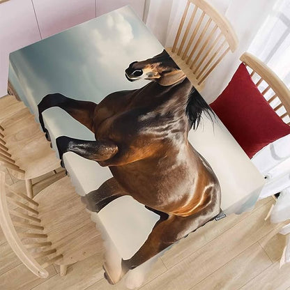 52x70 Inch Tablecloth Horse, American Western Animal Horse in Dust Non-Fading Table Covers Kitchen Dinning Tabletop Decoration, Washable Table Cloth for Outdoor and Indoor Use