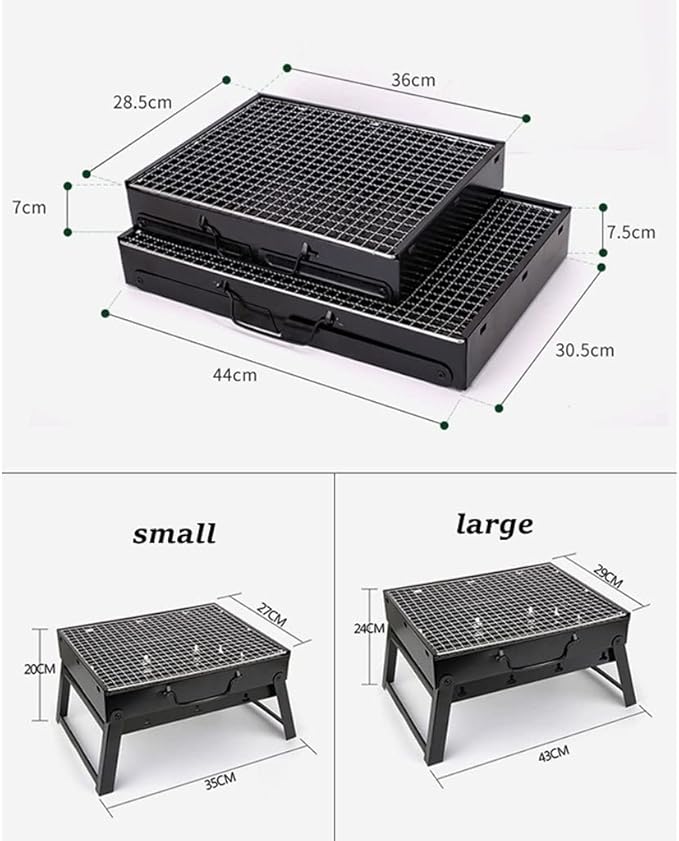 BBQ Grill Outdoor Bbq Grills Patio Stainless Steel Charcoal Grill Stove Outdoor Camping Picnic Burner Accessories Tools (Color : A, Size : 35 * 27 * 20cm) (Black 43 * 29 * 24cm)