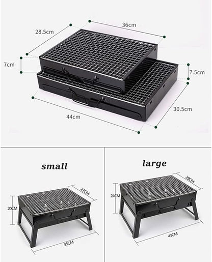 BBQ Grill Outdoor Bbq Grills Patio Stainless Steel Charcoal Grill Stove Outdoor Camping Picnic Burner Accessories Tools (Color : A, Size : 35 * 27 * 20cm) (Black 43 * 29 * 24cm)