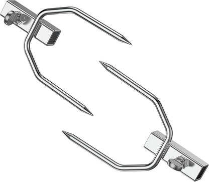 Onlyfire 6104 Chromed Heavy Duty BBQ Rotisserie Meat Fork (1 Pair), Only Fits 5/16" Square Rotisserie Spit Rods