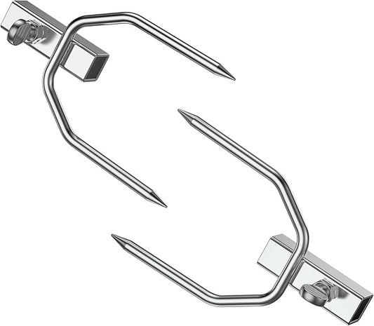 Onlyfire 6104 Chromed Heavy Duty BBQ Rotisserie Meat Fork (1 Pair), Only Fits 5/16" Square Rotisserie Spit Rods