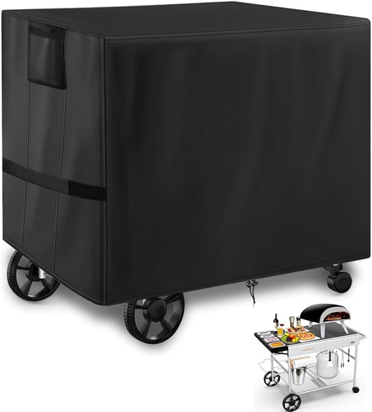 Pizza Oven Cart Table Cover, Outdoor Grill Table Cover for BBQMall Pizza Oven Cart, Universal Waterproof Patio BBQ Grill Cart Stand Cover, Prep Table Covers for Keter Unity-51 x 25 x 31 Inch