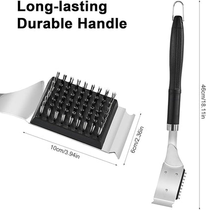 Grill Brush and Scraper for Barbecue – Grill Brush for Outdoor Grill with Extended, Large Handle and 2 Replaceable Stainless Steel Bristles Head –No Scratch- BBQ Grill Brush for Any Grill