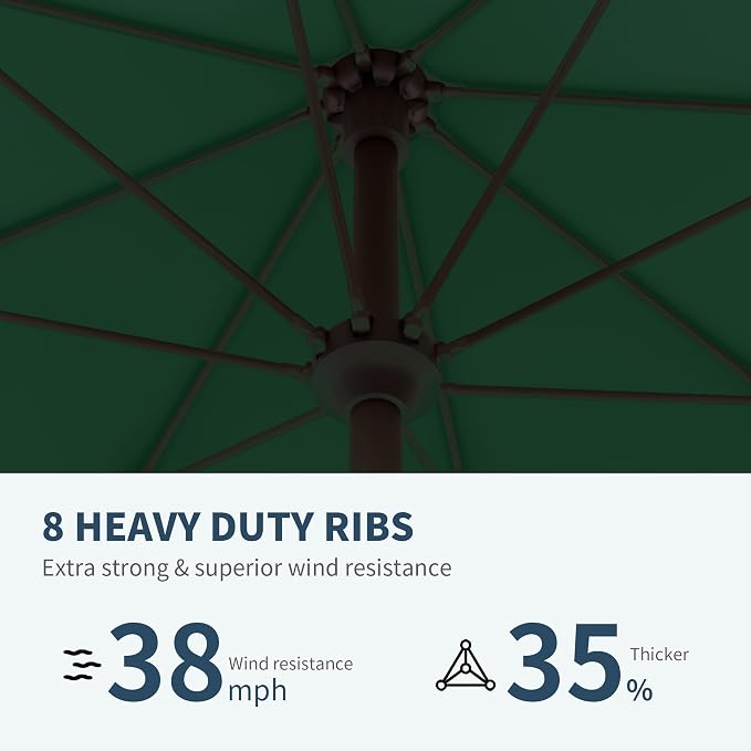PatioKingdom 11FT Patio Umbrella,Outdoor Umbrella with Push Button Tilt and Crank,Market Table Umbrella with 8 Sturdy Fiberglass Ribs UV Protection