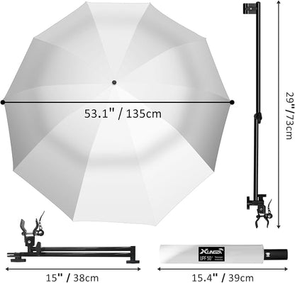 XLINGZA UPF 50+ Beach Umbrella with Adjustable Universal Clamp