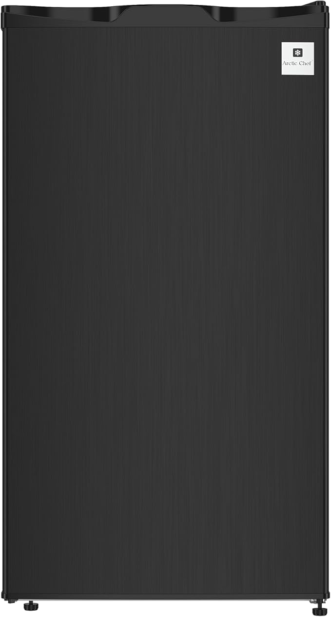 ARCTIC CHEF ACFR335, 3.2 Cu Ft Compact Design Mini Fridge with Freezer, Stainless, Black SS
