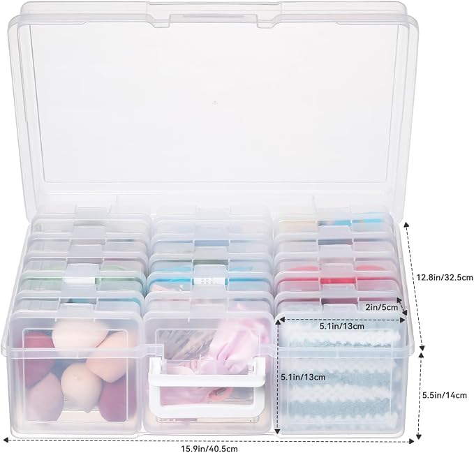 Plastic Storage Box with 18 Small Boxes Large Storage Box (18 Pack-Clear) | Multifunctional Design,Stackable,See Through,Versatile Organization,Space-Saving,Durable,Dust Protection,Clear
