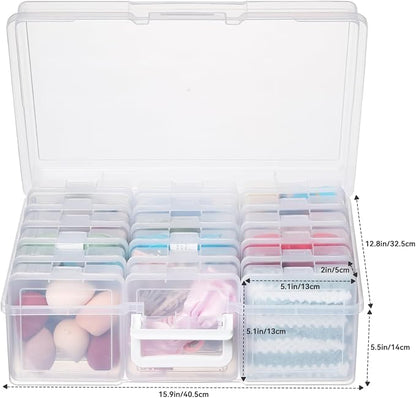 Plastic Storage Box with 18 Small Boxes Large Storage Box (18 Pack-Clear) | Multifunctional Design,Stackable,See Through,Versatile Organization,Space-Saving,Durable,Dust Protection,Clear