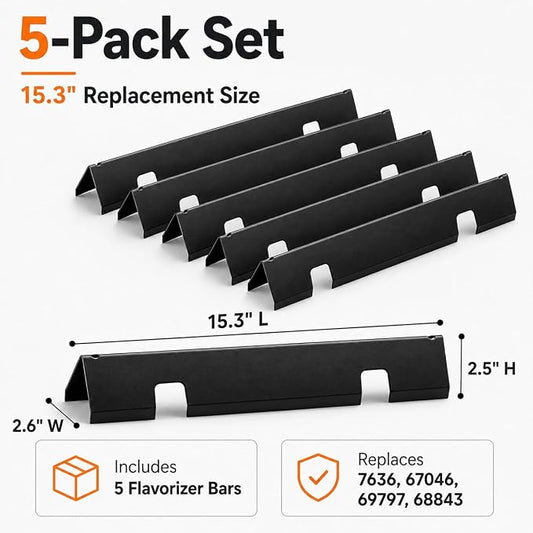 Uniflasy 67046 Flavorizer Bars for Weber Spirit 2 Parts Weber GS4 Spirit II & I E310 E320 S310 S320 with Front Control 69797 68843 7636 Replacement Parts,15.3" Porcelain-enameled Flavor Bars