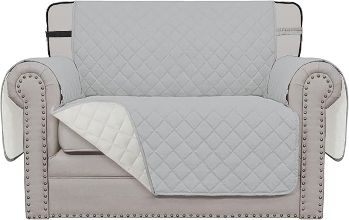 Easy-Going Reversible Couch Cover, Chair 30 in, Light Gray/Ivory | Machine Washable Slipcover For Dogs, Water Resistant Furniture Mat For Living Room, Non-Slip Sofa Cover, Pet Friendly