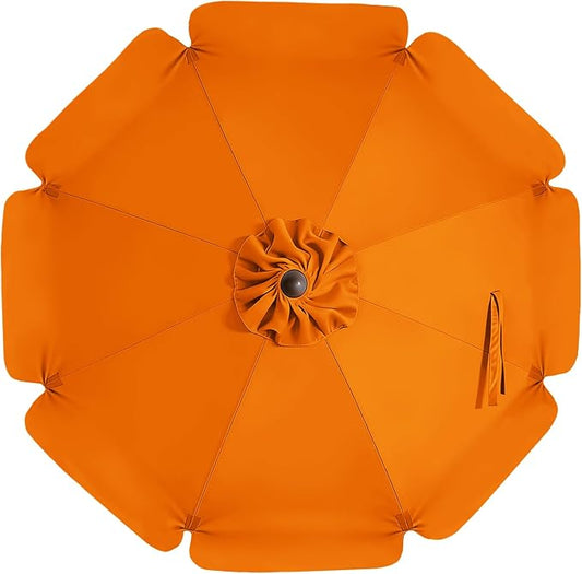 MASTERCANOPY Valance Patio Umbrella 10 ft Replacement Canopy for 8 Ribs-Orange Canopy Only