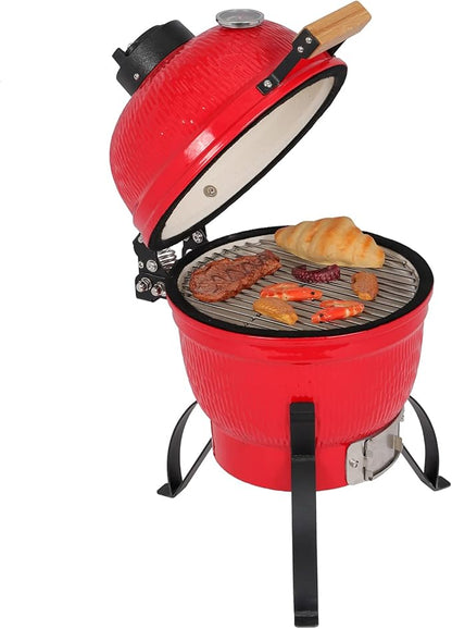 Ceramic Grill, 13" Round Charcoal Grill, Portable Barbecue Grill for Variations on Cooking Methods,Portable Charcoal Grill for Outdoor Grilling - Barbeque Grill for Outdoor Picnic 46 x 46 x 56CM