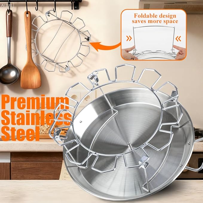 Vertical Skewer Gyro Spit Pan with Chicken Leg Rack for Grill, 13 Inch Stainless Steel-Shawarma Stand for Oven, Al Pastor Skewer with 8-12 Inch Sticks, for Tacos, Chicken Drumstick, Brazilian
