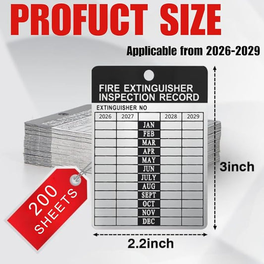 200 Fire Extinguisher Tags – Aluminum Metal Inspection Record Tags 2.2 x 3 Inch (No Zip Ties or Clips) for Monthly Inspections