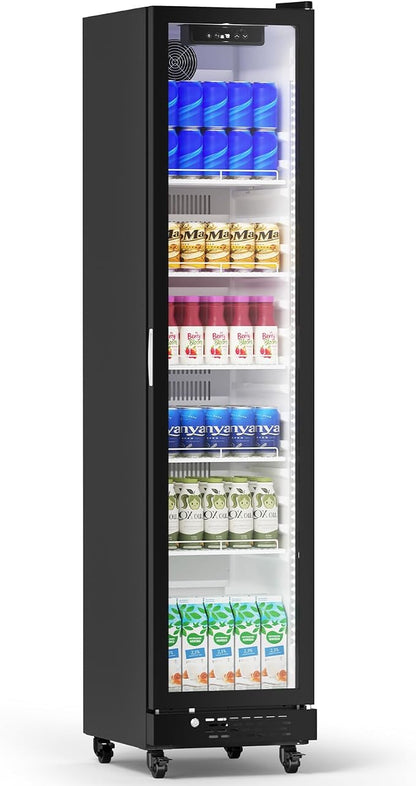 Electactic Wine Refrigerator 8.3 Cu.Ft Glass Door Beverage Cooler Freestanding Refrigerator Counter Commercial Merchandiser w/Large Capacity Advanced Cooling System LED Light Adjustable Shelves Black