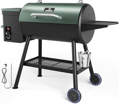 Wood Pellet Smoker BBQ Grill with Latest PID Technology LCD Controller 565 SQ.IN Cook Area 8 In 1 Pellet Grill with Auto Temperature Control and Meat Probe for Home Party Outdoor