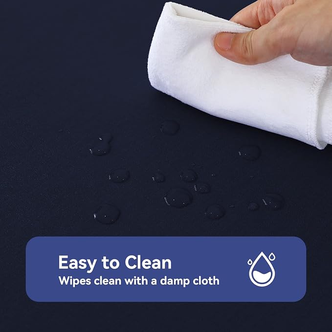 Romanstile 100% Waterproof PVC Tablecloth, Rectangle Oil Spill Proof Stain Resistant Vinyl Table Cloth, Wipe Clean Plastic Table Covers for Kitchen/Dining/Parties - 54 x 108 Inch, Navy Blue