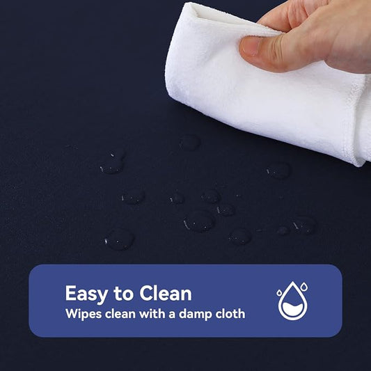 Romanstile 100% Waterproof PVC Tablecloth, Rectangle Oil Spill Proof Stain Resistant Vinyl Table Cloth, Wipe Clean Plastic Table Covers for Kitchen/Dining/Parties - 60 x 120 Inch, Navy Blue