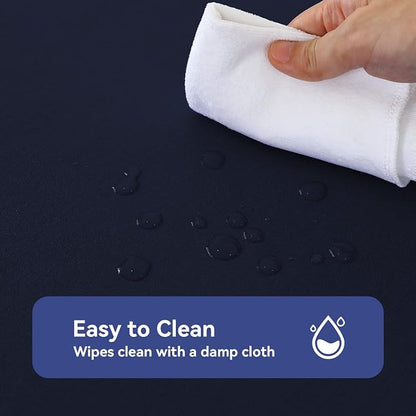 Romanstile 100% Waterproof PVC Tablecloth, Rectangle Oil Spill Proof Stain Resistant Vinyl Table Cloth, Wipe Clean Plastic Table Covers for Kitchen/Dining/Parties - 60 x 102 Inch, Navy Blue