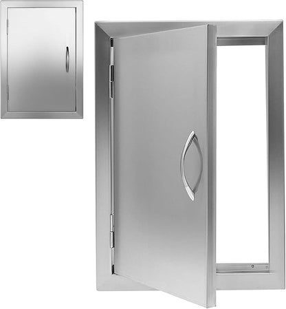 BBQ Future Stainless Steel Outdoor Kitchen Door 14W x 20H Inch, Cabinets Vertical Single Access Doors for Grilling Station or Commercial BBQ Island, Outside Grill Door with Magnet