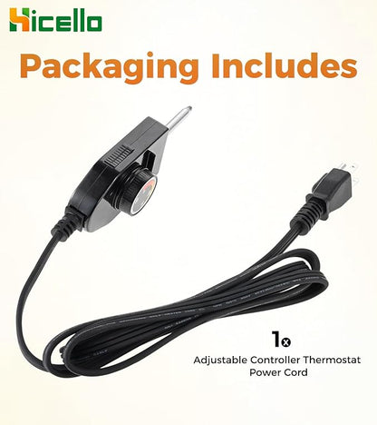 Replacement Power Cord with Adjustable Thermostat Control – 125V 15A, 50°F–450°F Temp Range, Compatible with Electric Smokers, Griddles & Fryers Heating Elements (NOT Universal)