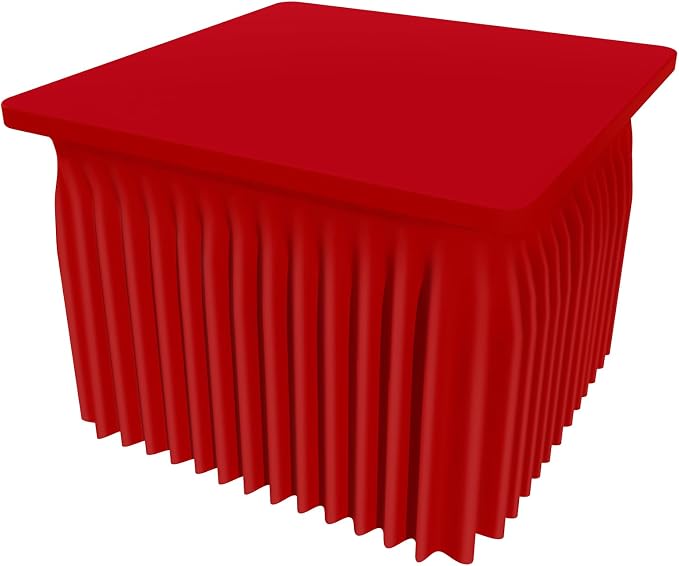 Smiry Spandex Elastic Fitted Table Cloth Skirt for 3FT Square Table | Stretch Washable Table Cloth, Banquet Table Cover for Wedding, Party, Indoor & Trade Shows, (Red, 34Lx34Wx30H)