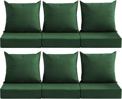 Outdoor Deep Seat Cushion Set, 24x24 Inch, Forest Green, Set of 6 | Water-Resistant, Fade-Resistant, Removable Cover, For Patio Chair & Sofa&Furniture